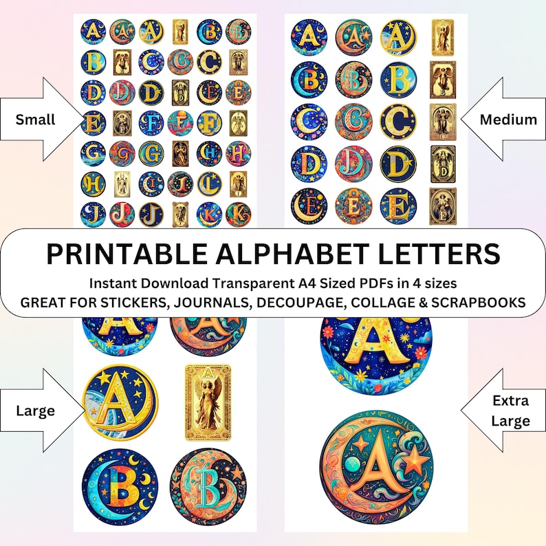 Celestial Alphabet Letters: Printable Junk Journal & Scrapbook Cutouts ...