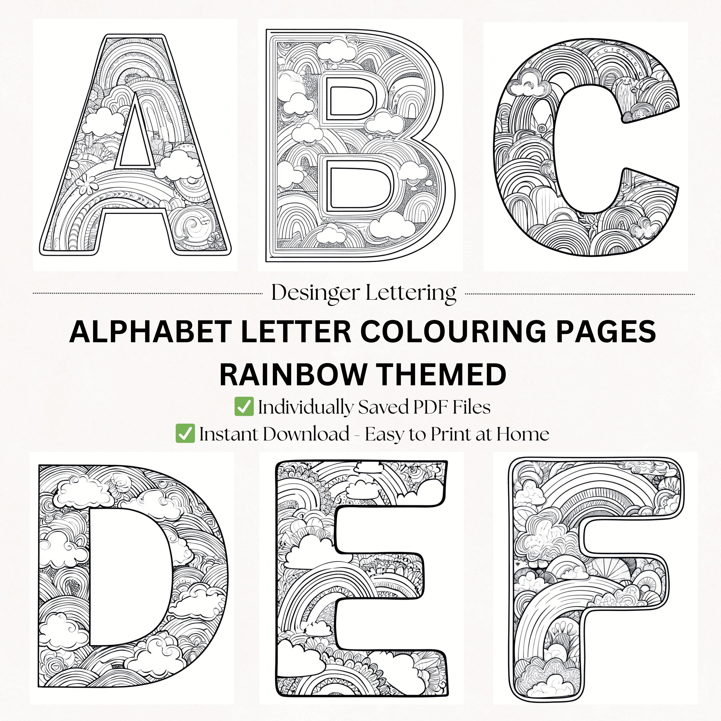 Rainbow Alphabet Letters and Numbers Coloring Pages | Decorative ...