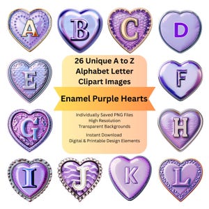 Clipart Letters PNG Purple Heart Shaped Alphabet Letters, Digital Alphabet, Printable Alphabet, PNG Clipart Alphabet Fancy Letters Clip Art