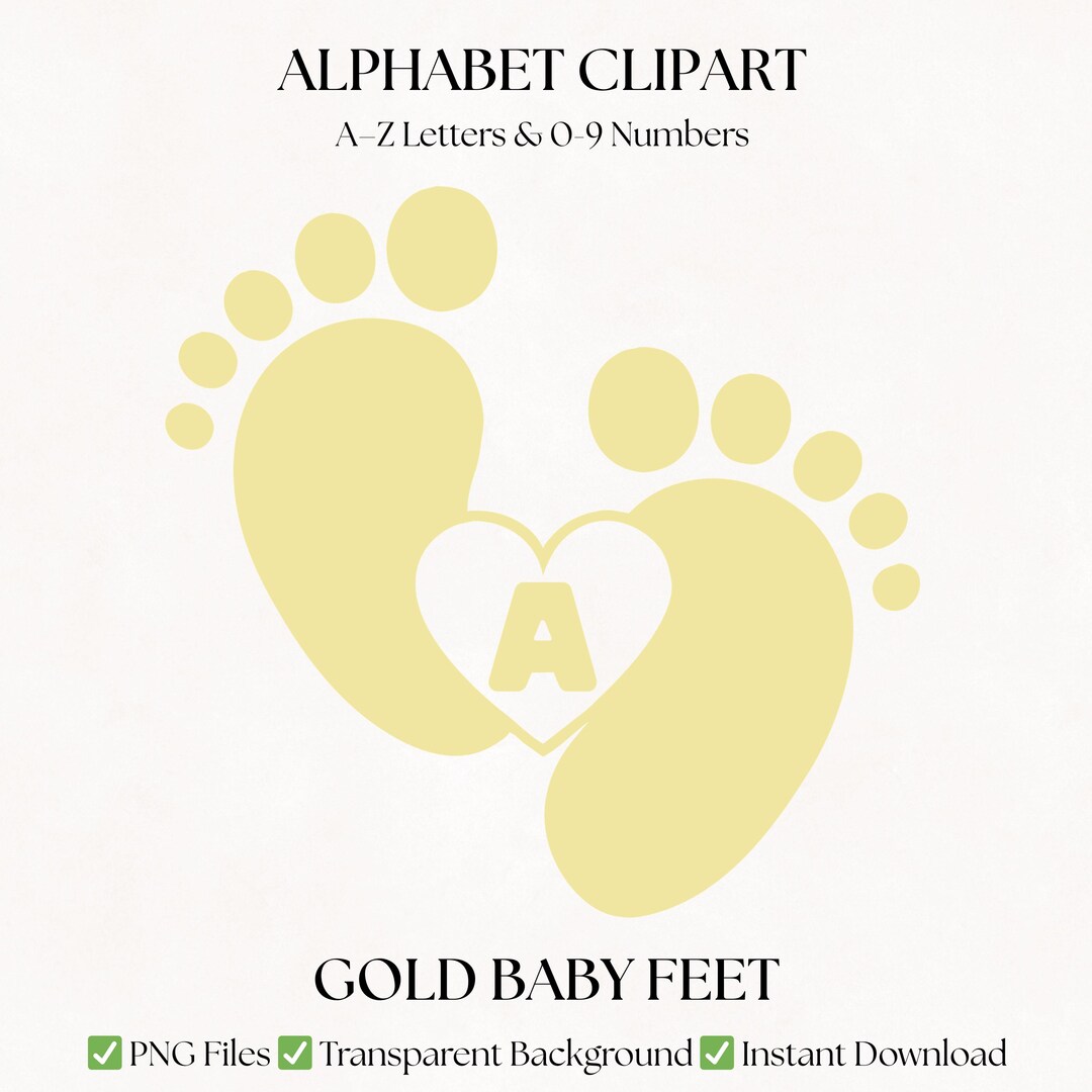 Gold Baby Feet Alphabet PNG, Footprint Letters & Numbers, Gender ...
