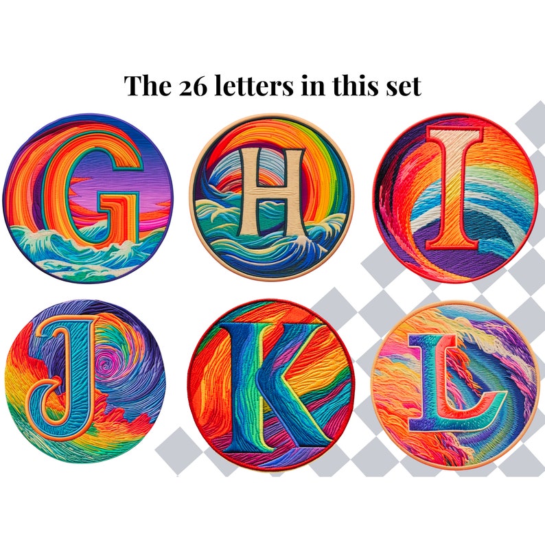 Letter Wave Patterns Colourful Alphabet Clipart PNG Letters for Scrapbooking, Junk Journals ...