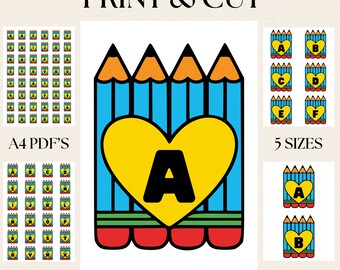 PRINTABLE Pencil Alphabet Letters & Numbers | Print and Cut Lettering for Classroom Decor, Banners, Back to School Signs and Bulletin Boards