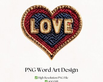 Liefdeshart png-clipart | Vintage Valentijnsdag WordArt | Digitale download