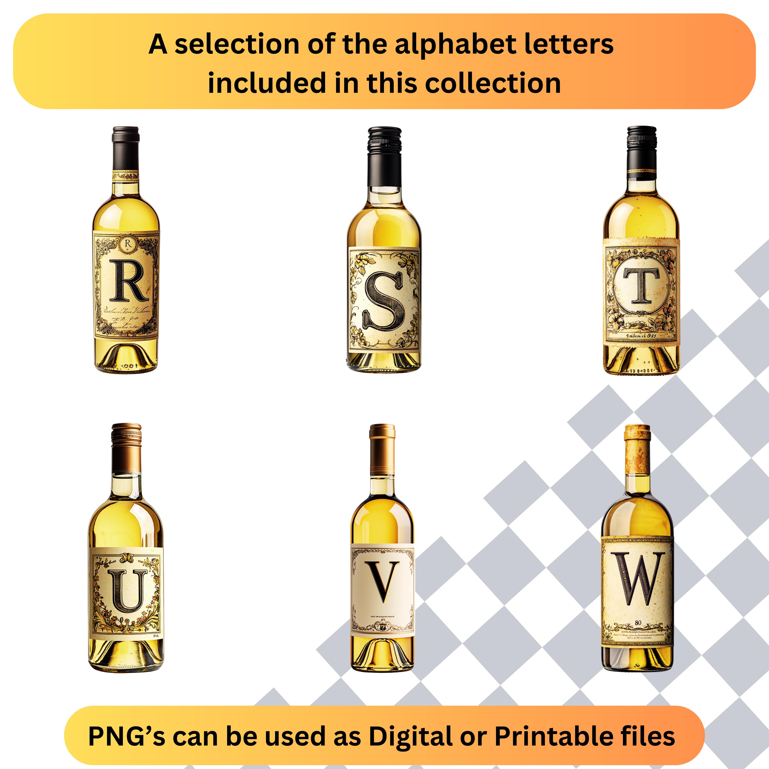 Wine Bottle Clipart Alphabet Letters | Alcohol PNG Images | White Wine ...