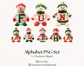 Snowman Alphabet Clipart Letters | Christmas PNG Winter Fonts | Fun Holiday Typography | Digital Download
