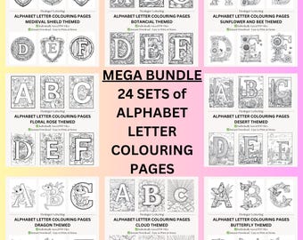 Mega Bundle of Alphabet Letter Coloring Pages |  PDF Digital Download Colouring Sheet Sets