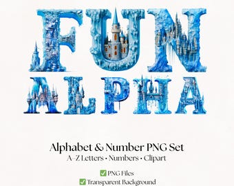 Frozen Castle Clipart Alphabet Letters | PNG Font Lettering | Fantasy Typography | Digital Download