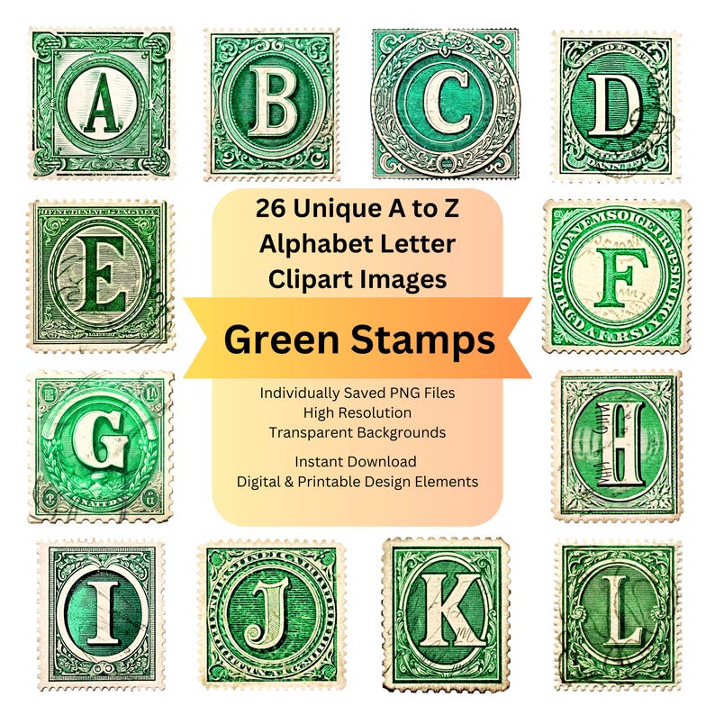 Postsage Signs For Letters Postage Stamp Clipart Alphabet Letters PNG Files for Digital Download ...