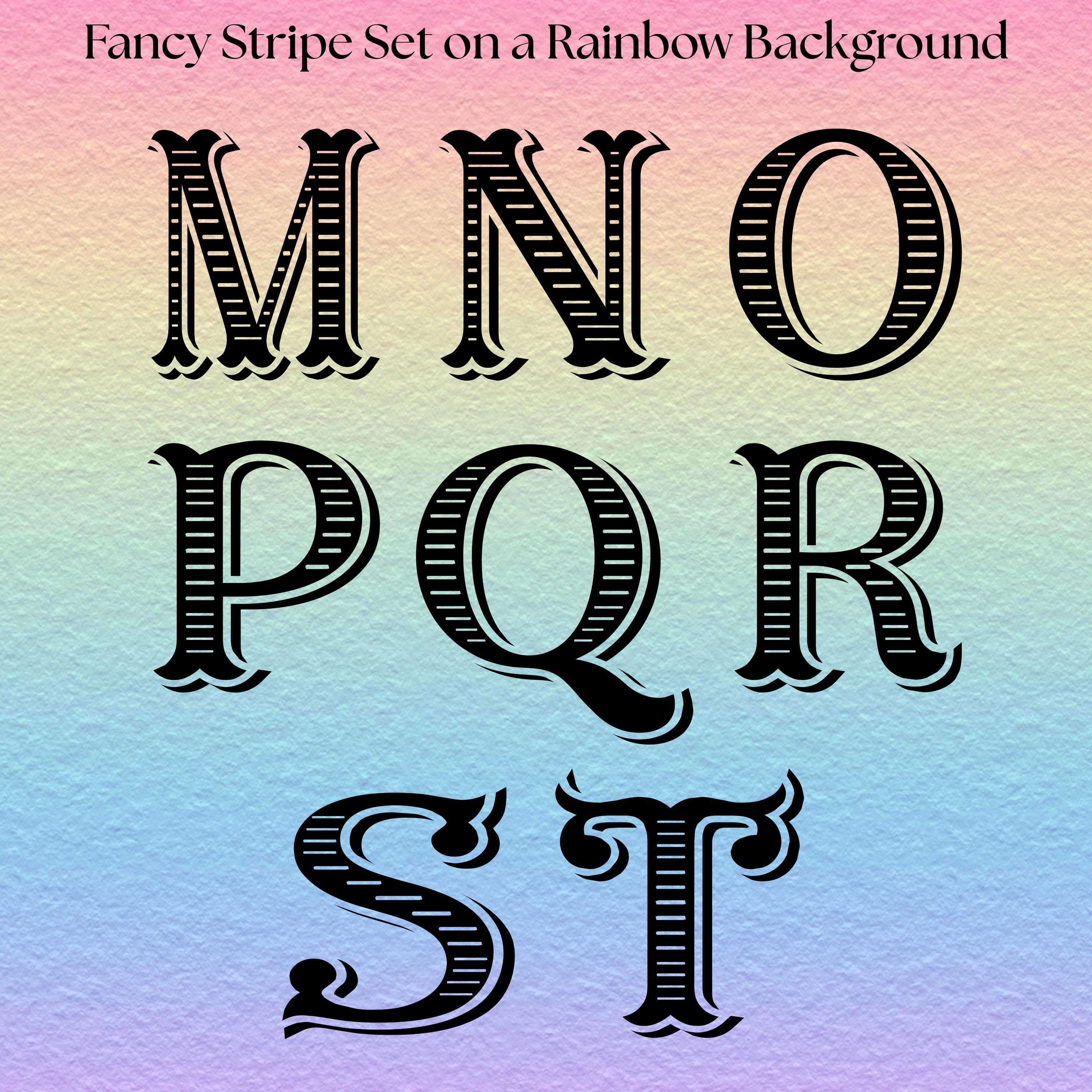 Fancy Alphabet Letters PNG | Vintage Decorative Serif Font | Stripe ...