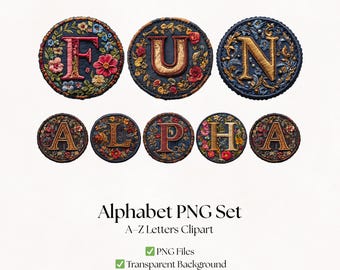 Floral PNG Alphabet Letters | Spring Botanical Clipart Lettering | Flower Fonts | Digital Download
