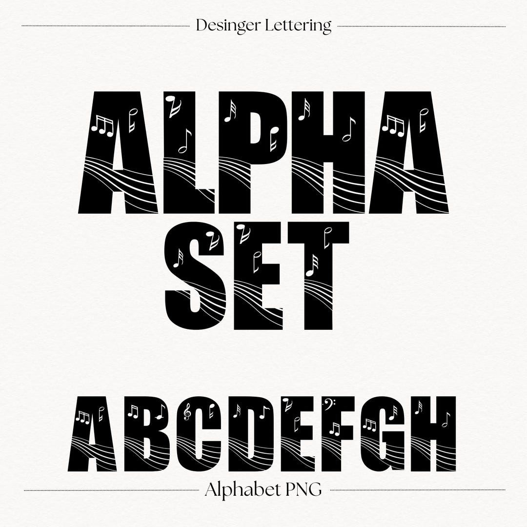 Music Alphabet Letters PNG | Decorative Musical Font Clipart | Digital ...