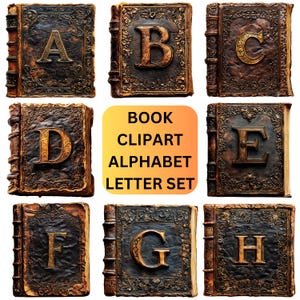 Clipart di libri con lettere dell&#39;alfabeto per il fai da te, striscioni e cartelli libreschi, pacchetto di diari spazzatura, clip art di autori e scrittori, manoscritto di quaderno PNG