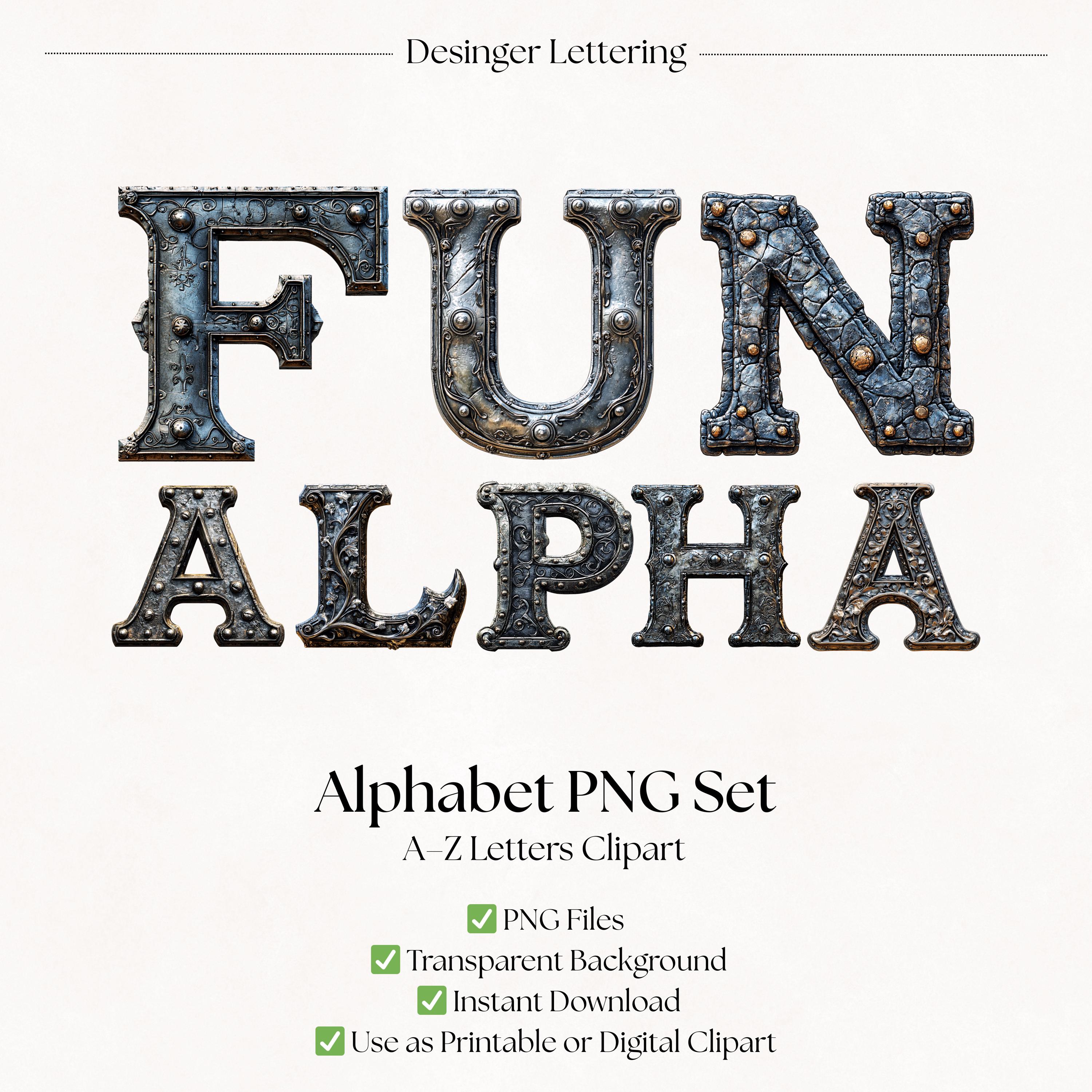 Medieval Castle Clipart PNG Alphabet Letters | Stone Lettering ...