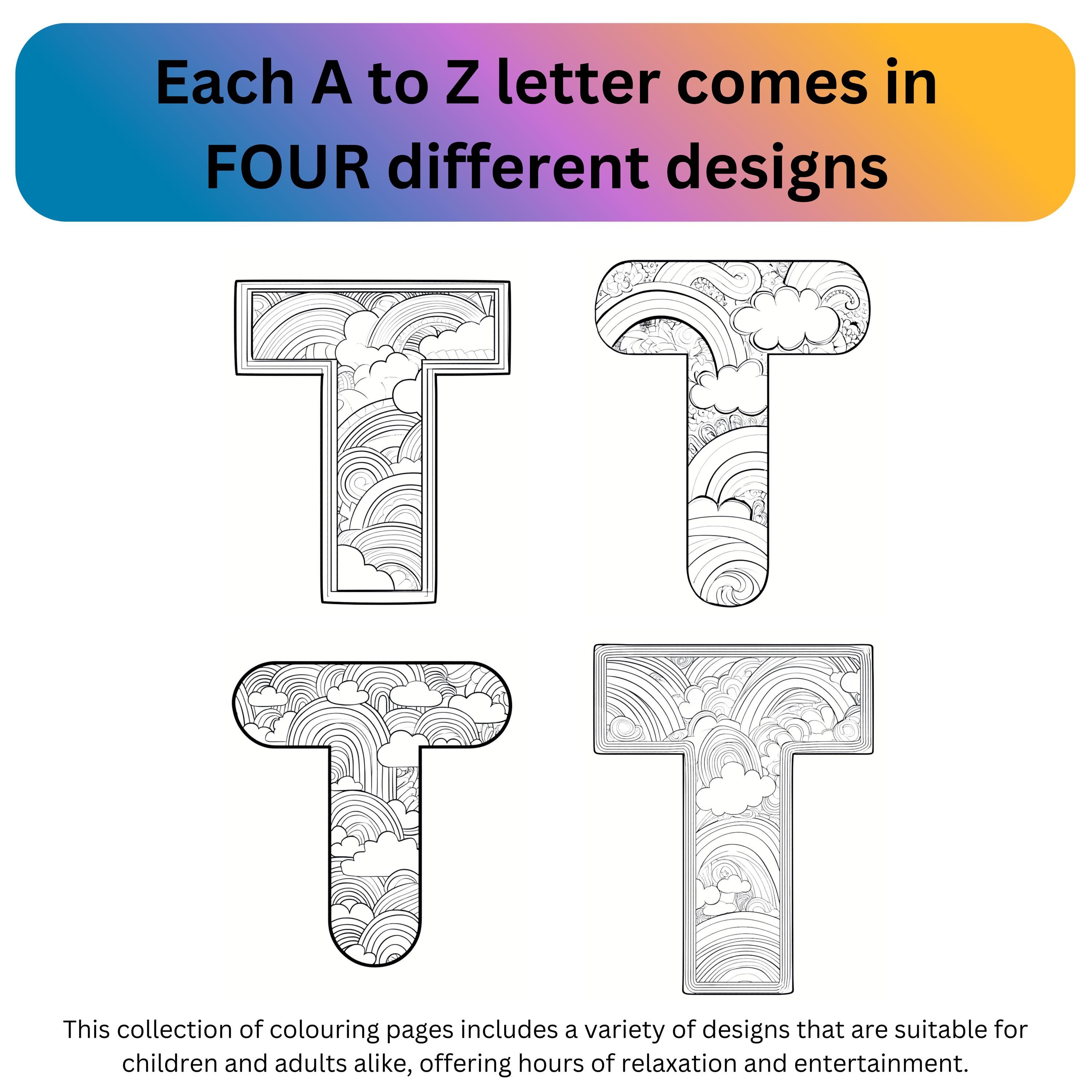 Rainbow Alphabet Letters and Numbers Coloring Pages | Decorative ...