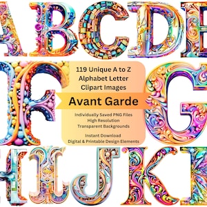 Clipart Alphabet Letter PNG Files for Cute Cricut Fonts, Scrapbooking, Junk Journals, Card Making, Paper Crafts, Decorative Lettering Images