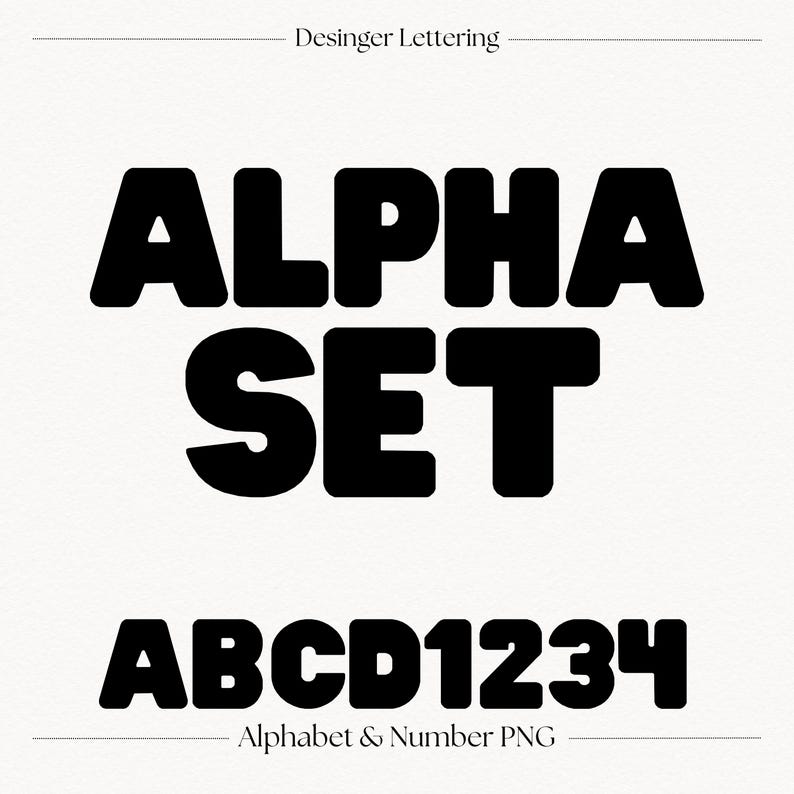 Bold Block Font PNG Set | Chunky Alphabet Letters & Numbers (digital ...