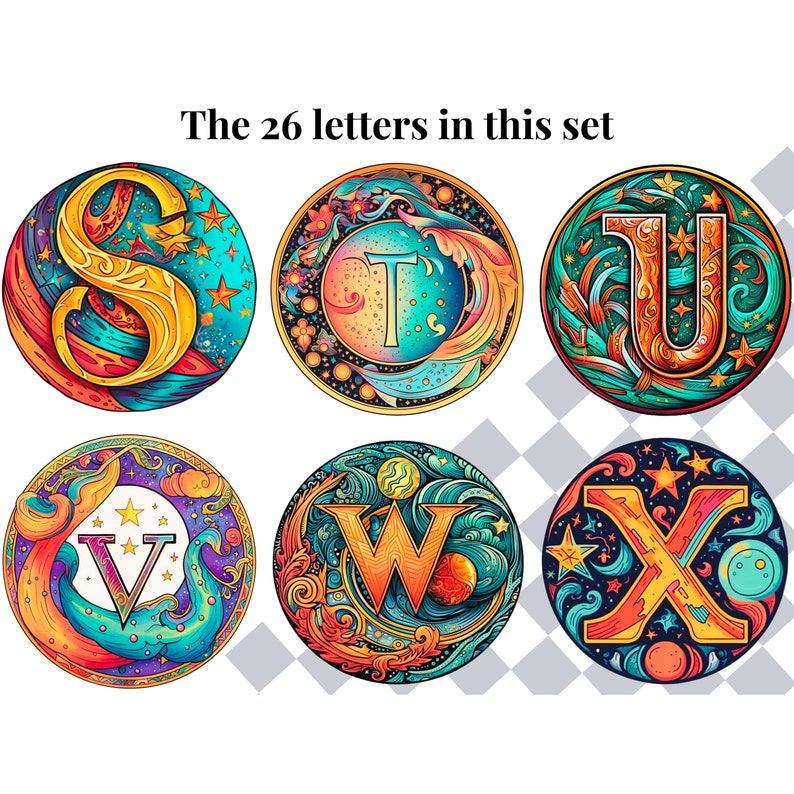 Celestial Clipart Alphabet Letters | PNG Boho Lettering Designs ...
