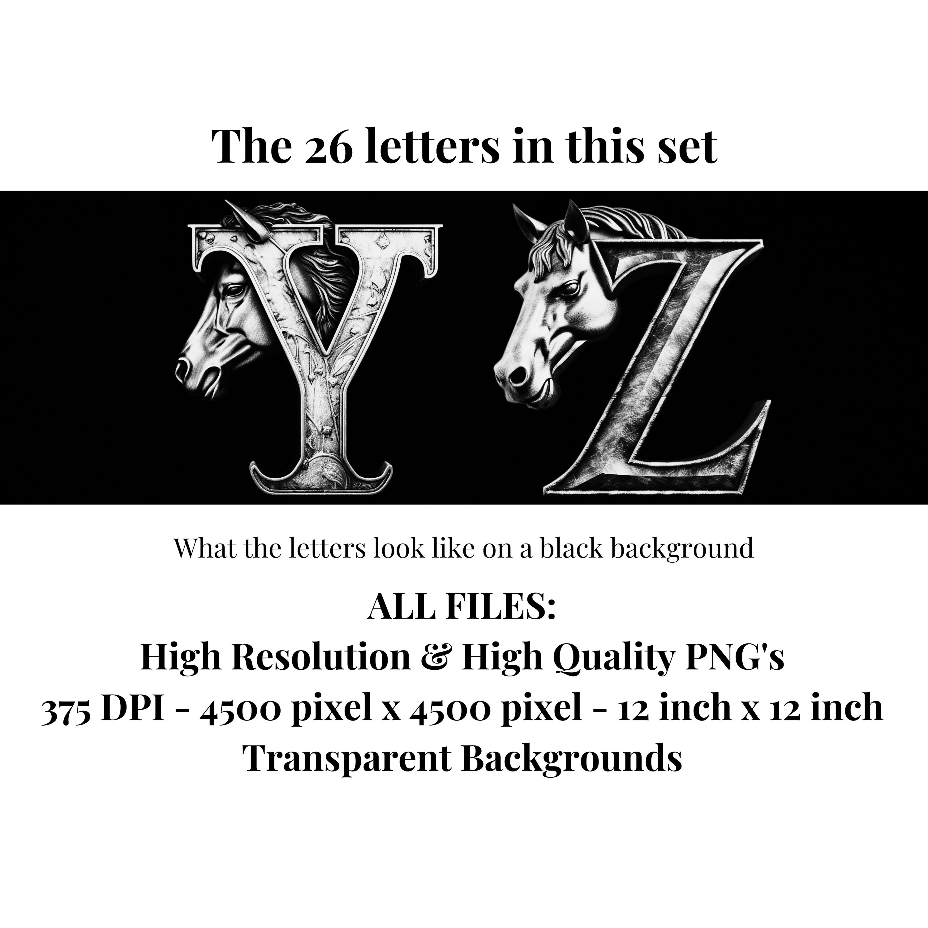 Horse PNG Clipart Alphabet | Western Letters PNG | Animal Fonts 