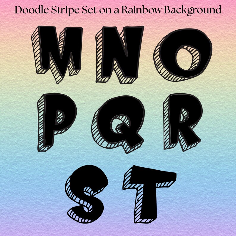 Doodle Stripe Alphabet Letters PNG | Hand Drawn Decorative Clipart ...