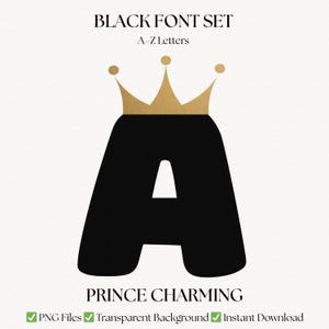 Doodle Alphabet PNG Letters | Clipart Images | Royal Crown Monogram Font | Digital Download