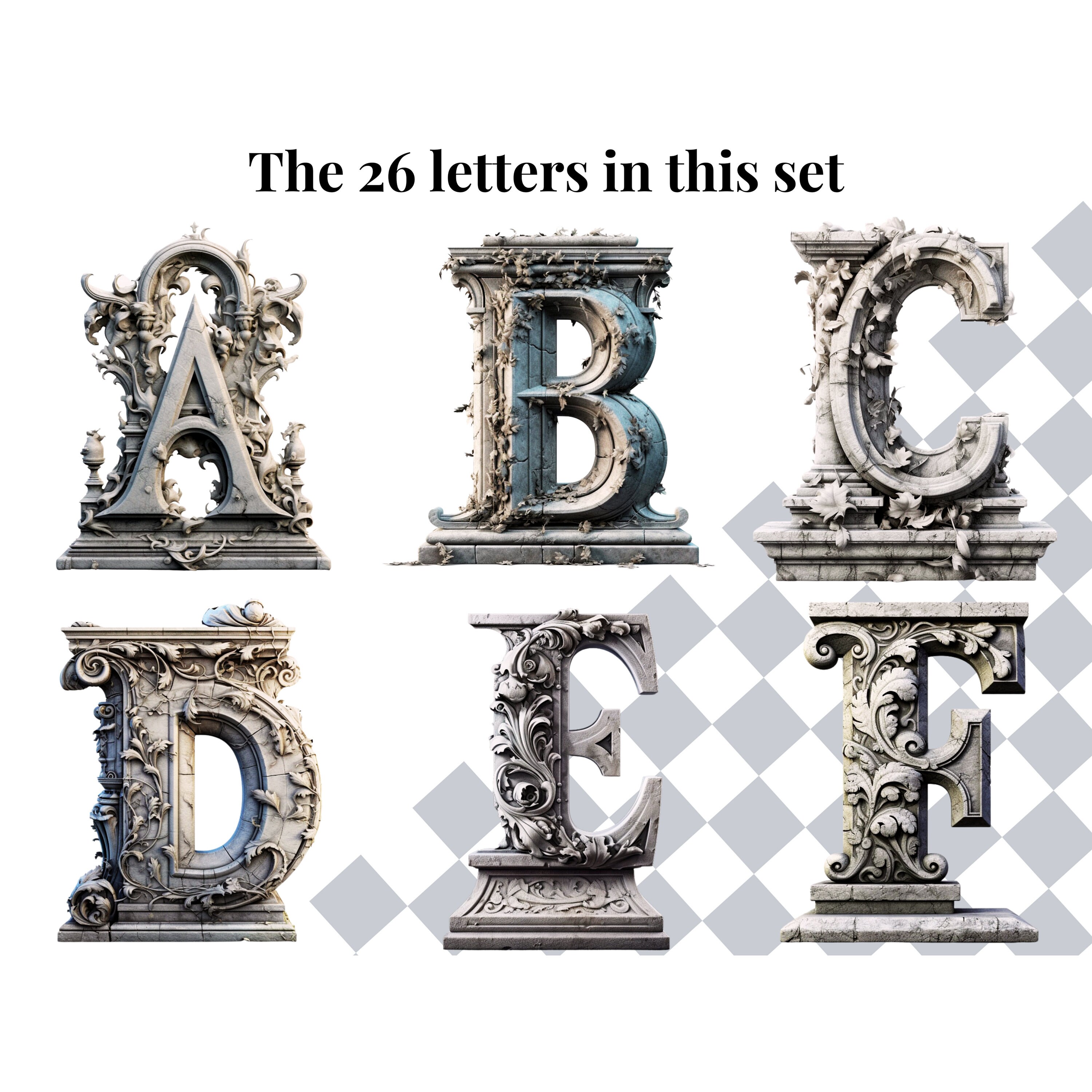 Tomestone Lettering Gothic Tombstone PNG Letters | Halloween Themed Clipart Alphabet Images ...