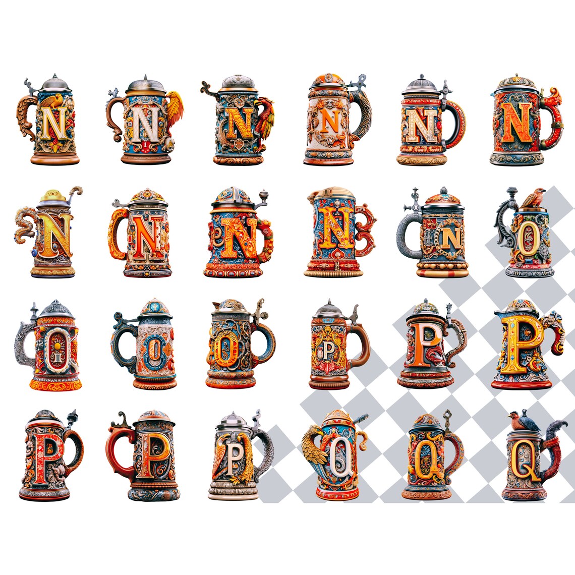 Beer Stein Clipart Letters | Alcohol PNG Alphabet Fonts | Oktoberfest ...
