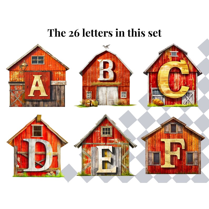 Barnyard Lettering Farm Clipart Alphabet Letters | Barn PNG Lettering Design | Country ...