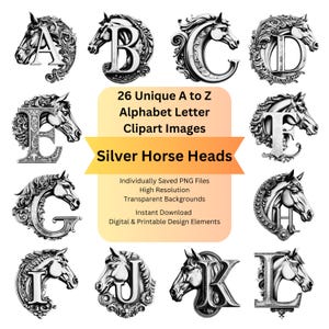 Horse Clipart Alphabet Letters PNG Files for Western Digital Download, Scrapbooking Ephemera, Junk Journal, DIY Cricut Crafts & Sublimation