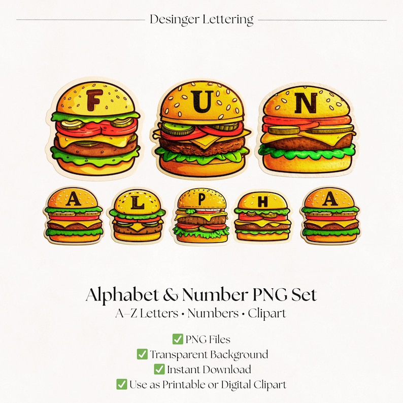 Hamburger Alphabet PNG Clipart | Burger Letters & Numbers for Crafts ...