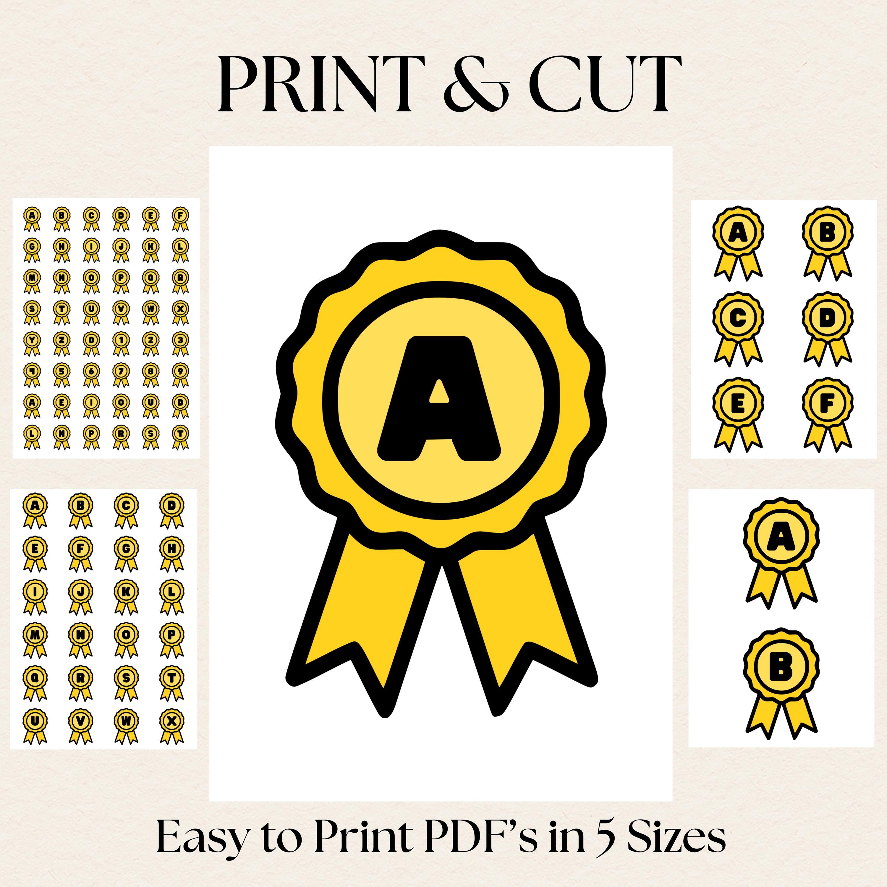 Merit Lettering PRINT AND CUT Letters & Numbers | Printable Yellow Merit Badges ...