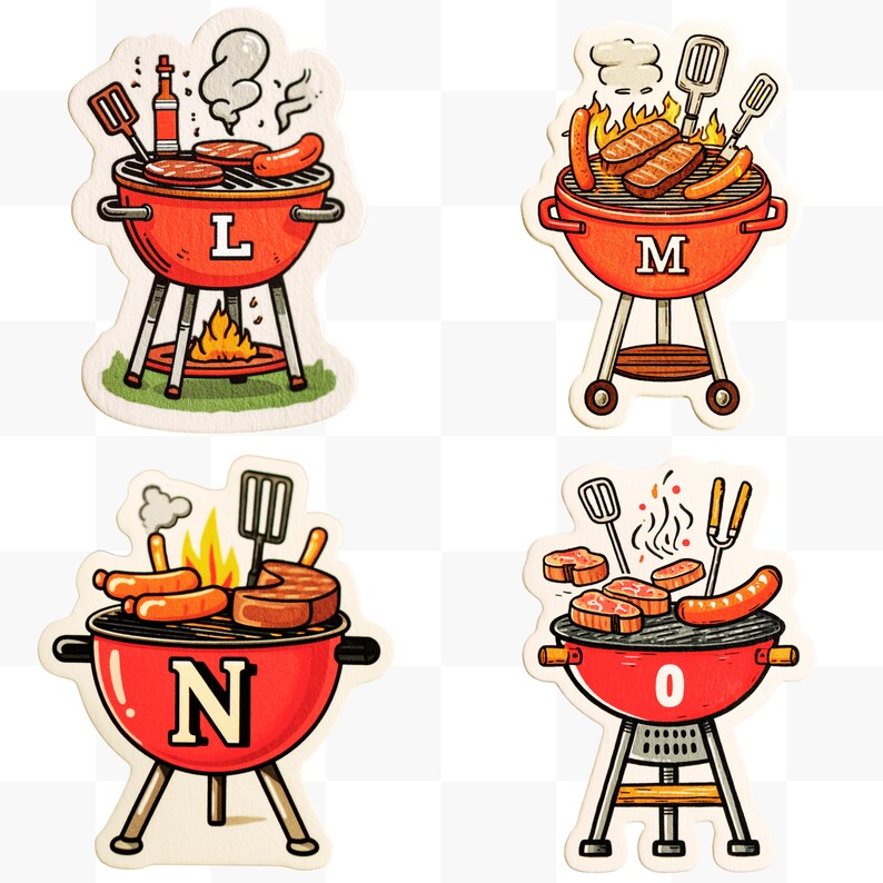 Bbq Letters Exploding BBQ Grill Alphabet Clipart | Summer Barbeque PNG Letters | Printable ...