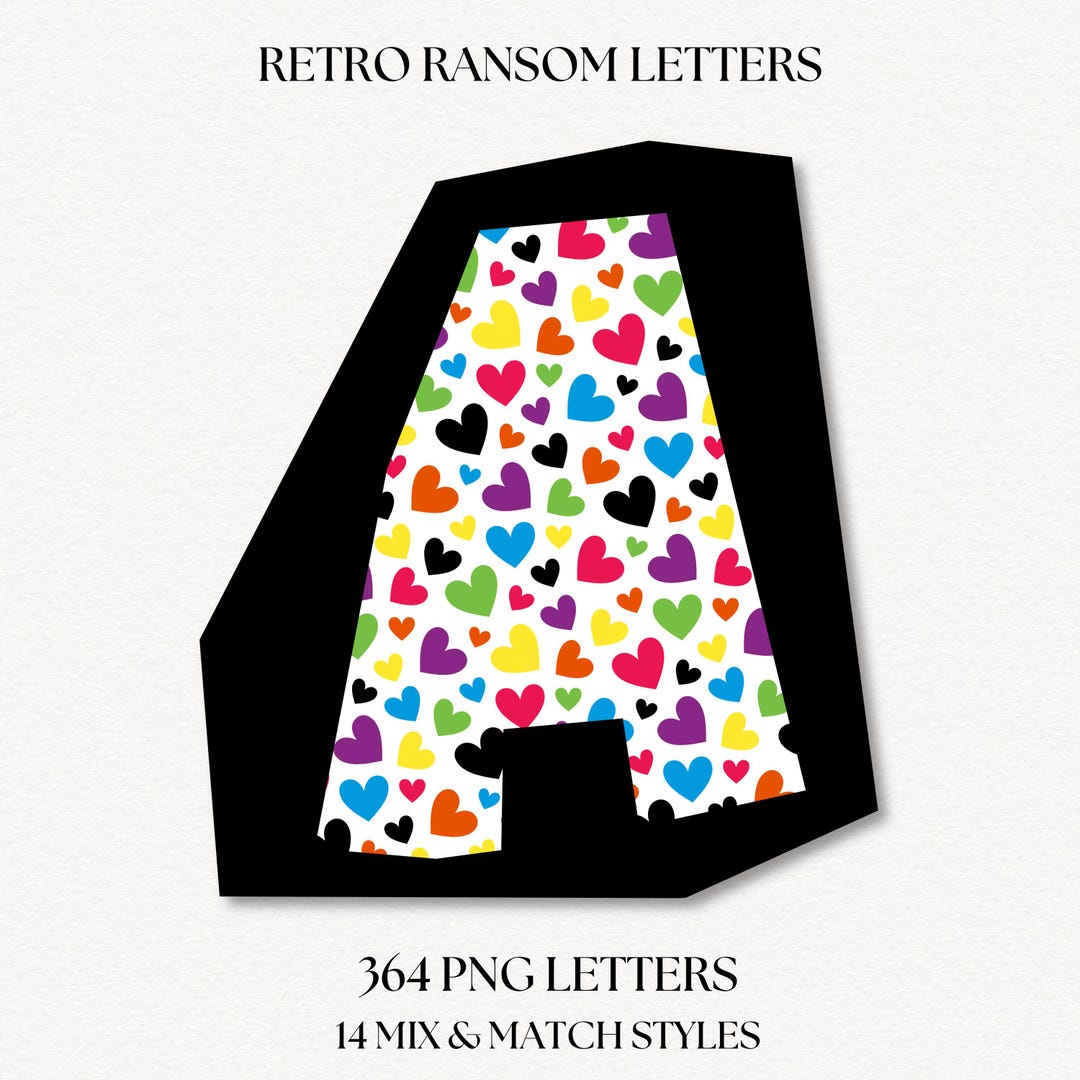 Rainbow Ransom Alphabet Letter Bundle | Retro A-Z Clipart Font ...