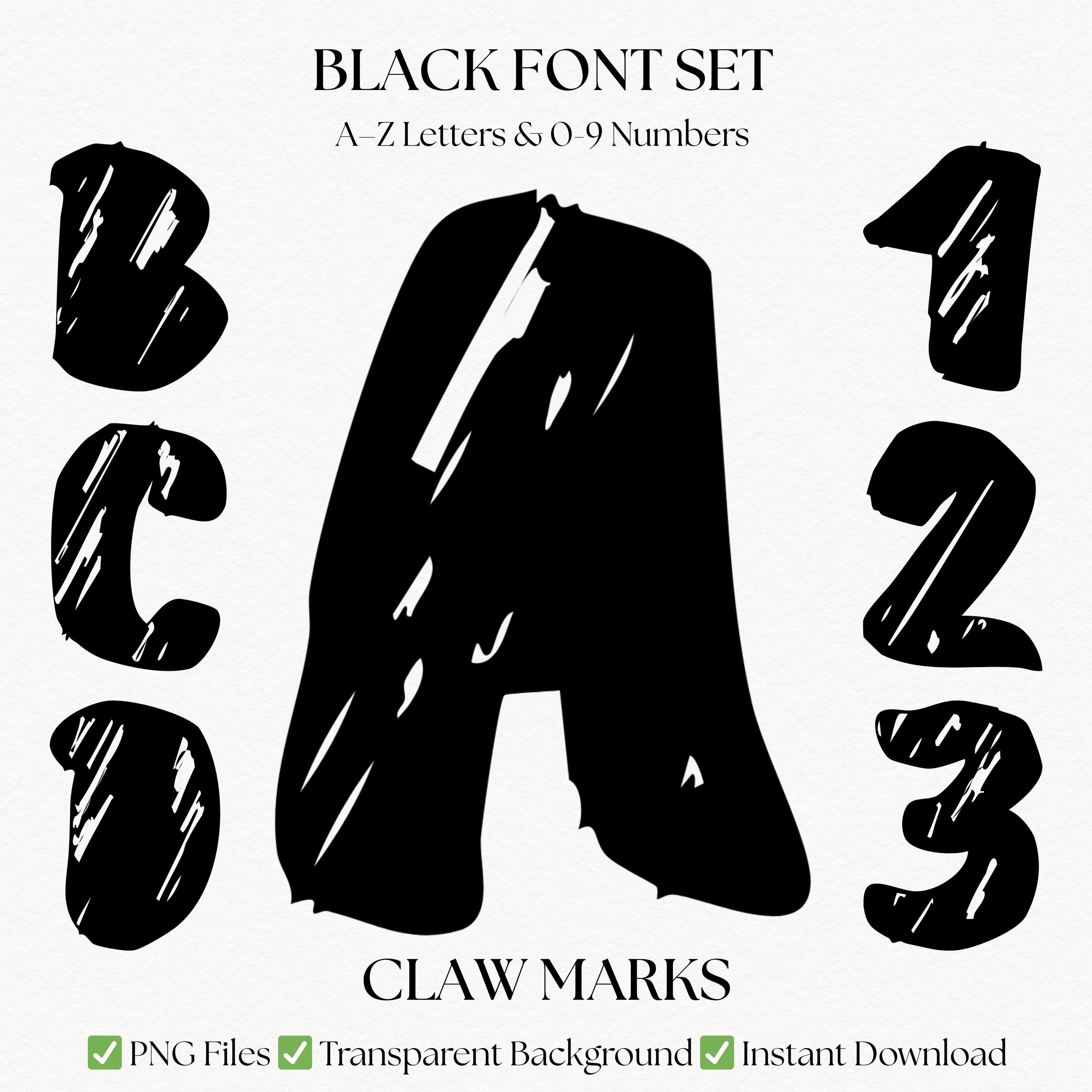 Distressed Font Bundle | Claw Mark Alphabet Letters & Numbers | PNG ...
