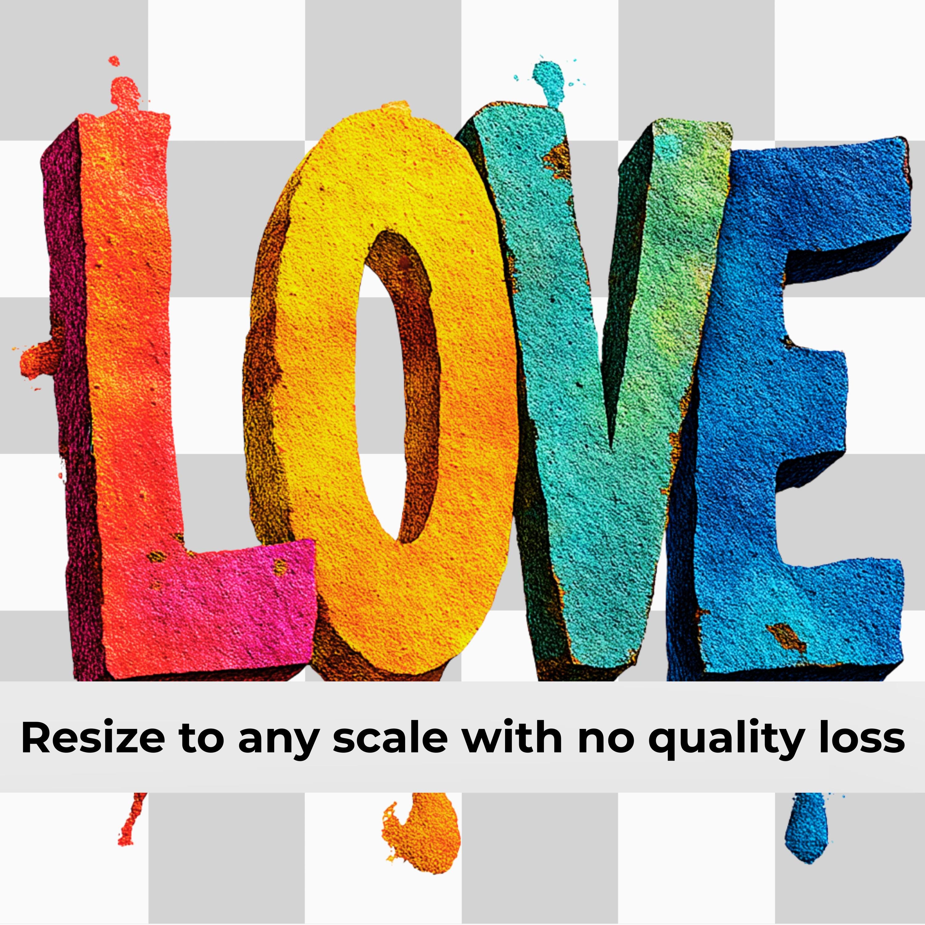 Love Word Art PNG | Colorful Watercolor Paint Splash Clipart | Digital ...