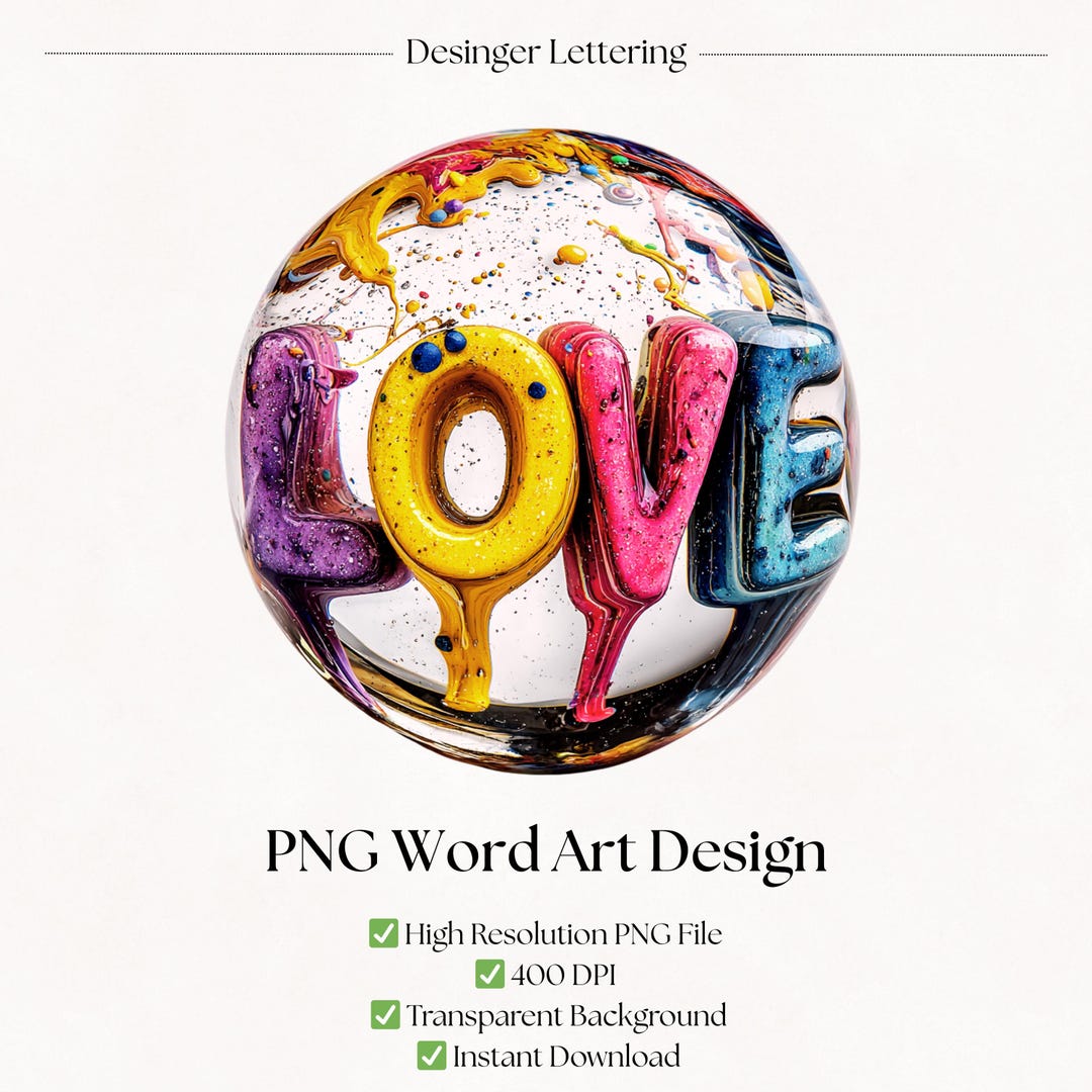 Love Word Art PNG | Watercolor Paint Splash Clipart Typography Design ...