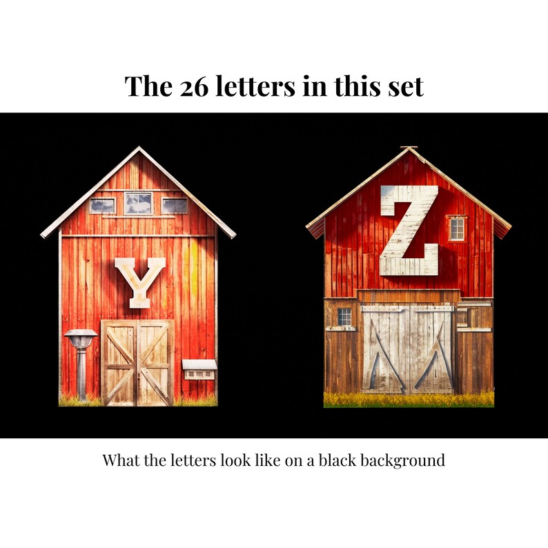 Farm Clipart Alphabet Letters | Barn PNG Lettering Design | Country ...