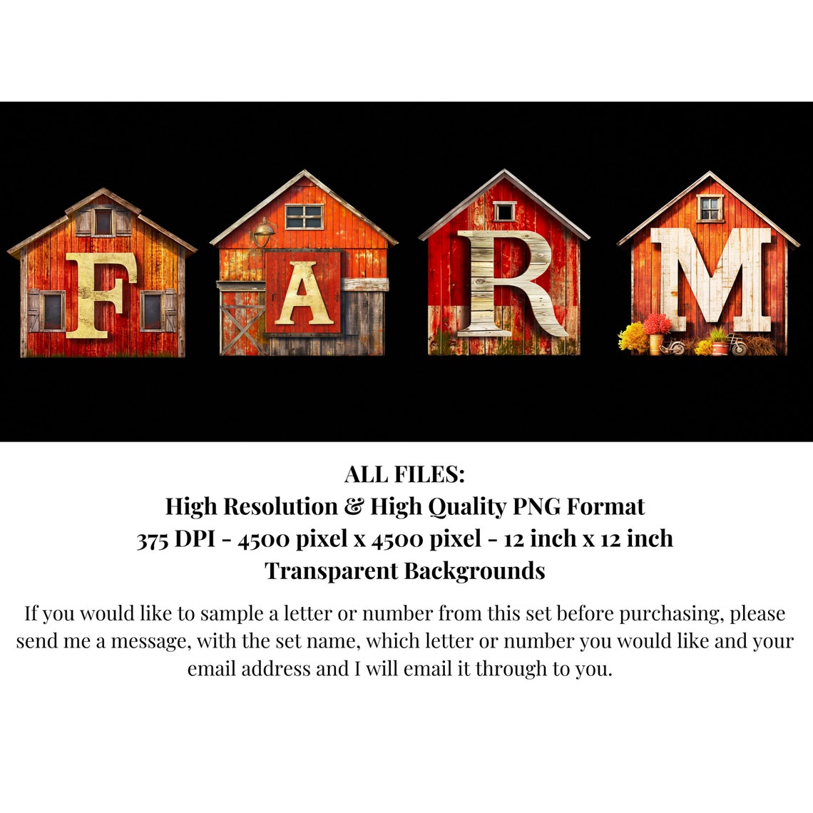 Farm Clipart Alphabet Letters | Barn PNG Lettering Design | Country ...