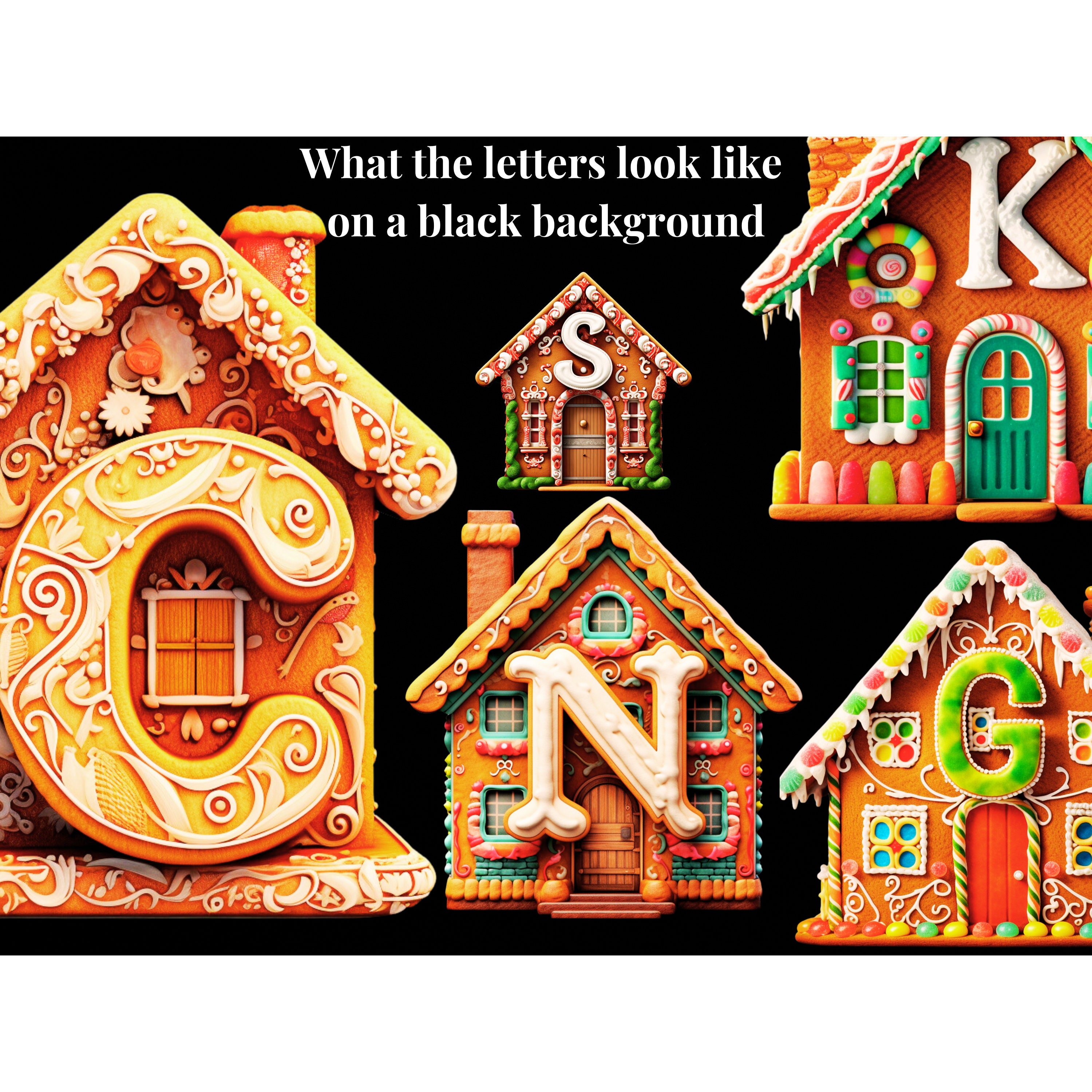 Gingerbread House Clipart Alphabet Letters | PNG Christmas Fonts | Xmas ...