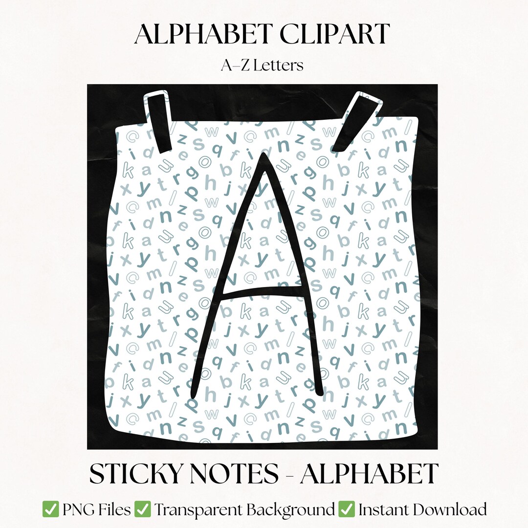 Clipart Alphabet Letters | Sticky Note Themed Fonts | Bulletin Board ...