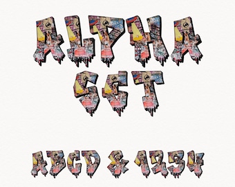 Street Art Graffiti Alphabet PNG – Urban A-Z Letters, 0-9 Numbers & Symbols Transparent Background