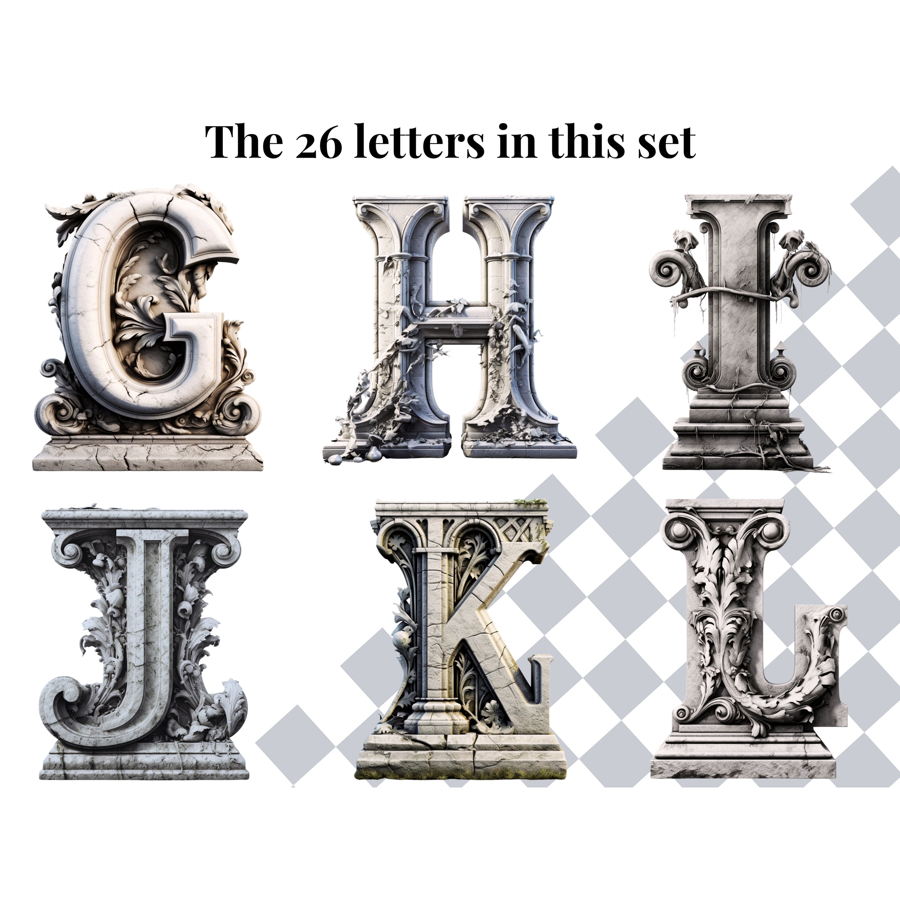 Tomestone Lettering Gothic Tombstone PNG Letters | Halloween Themed Clipart Alphabet Images ...