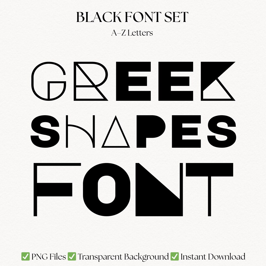Greek Shapes Font, Modern Greek Alphabet Letters, Geometric Minimalist ...