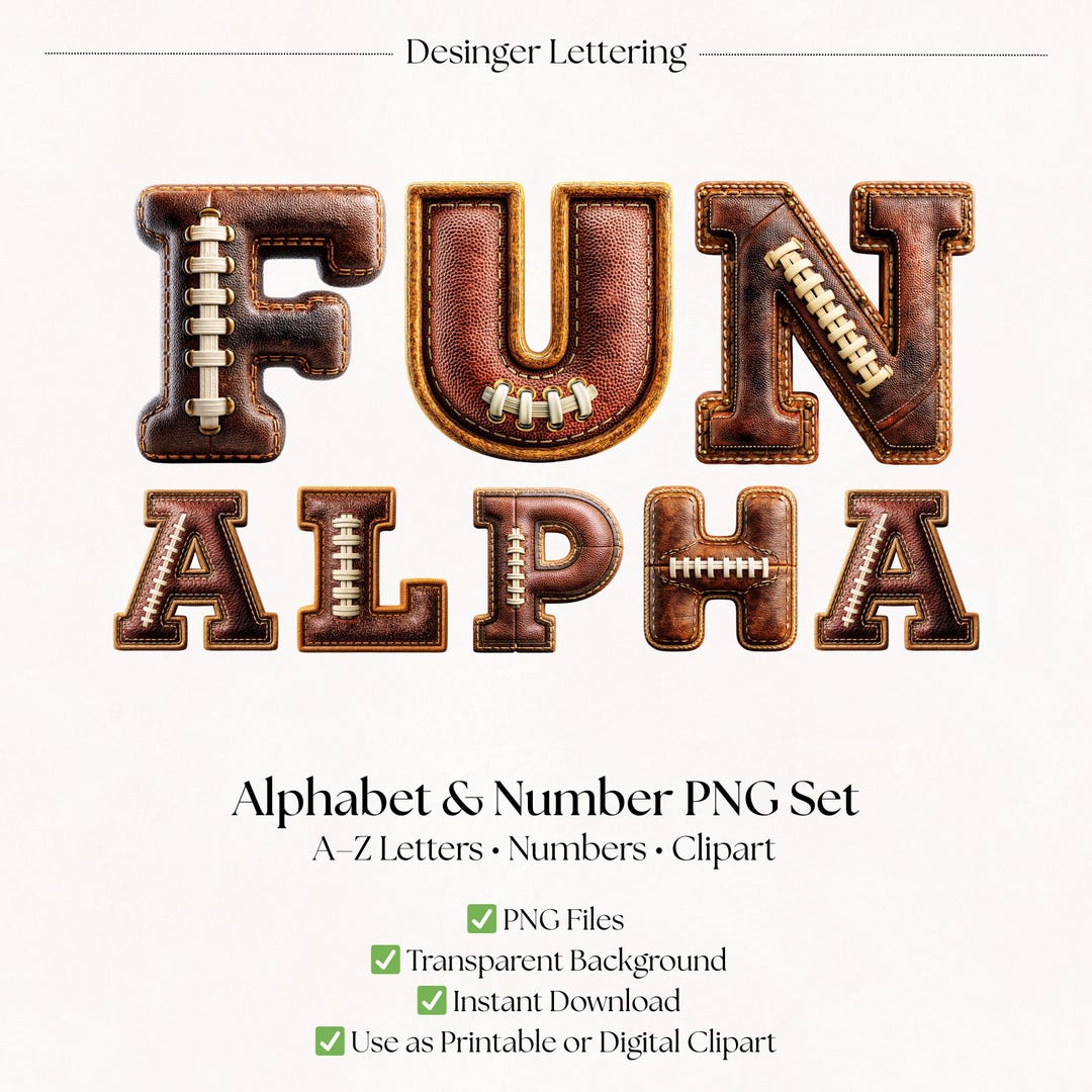 Football Alphabet Letters & Numbers | Clipart PNG Images for Printable ...