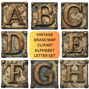 Alphabet Clip Art Maps Clipart Pack for Letters Clip Art Alphabet Images, Map Illustrations & Sublimation, Design Elements, Old Map Clipart