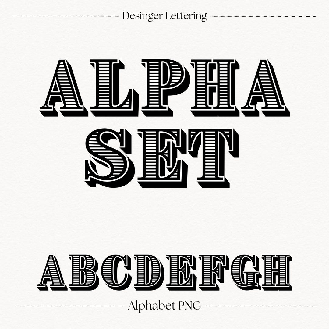 Classic Alphabet Letters PNG | Vintage Stripe Serif Clipart (digital ...