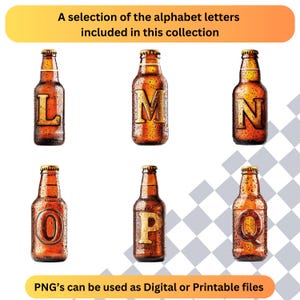 Beer Bottle Vintage Clipart Alphabet Letters for Sublimation Digital ...