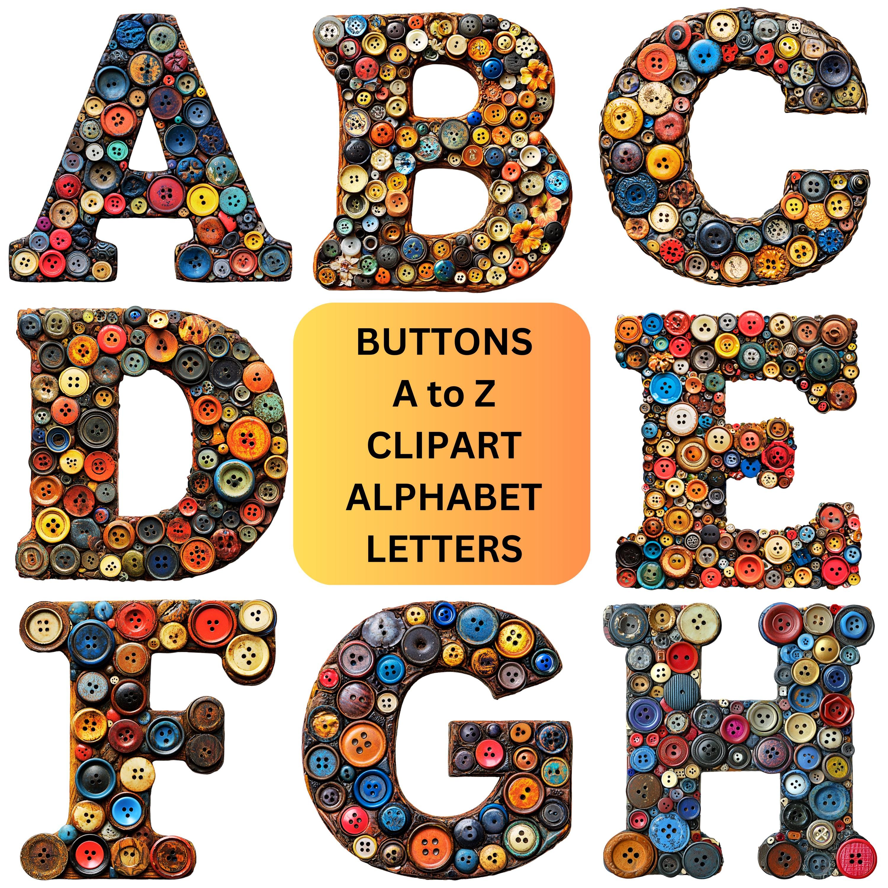 Button Clipart Alphabet Letters | Vintage Sewing Images | PNG Craft ...