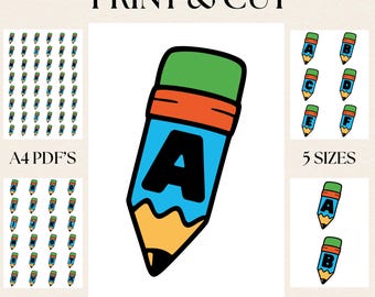 PRINT & CUT Alphabet Letters and Numbers | Printable Pencil Lettering for Classroom Decor, Banners, Back to School Signs, Bulletin Boards