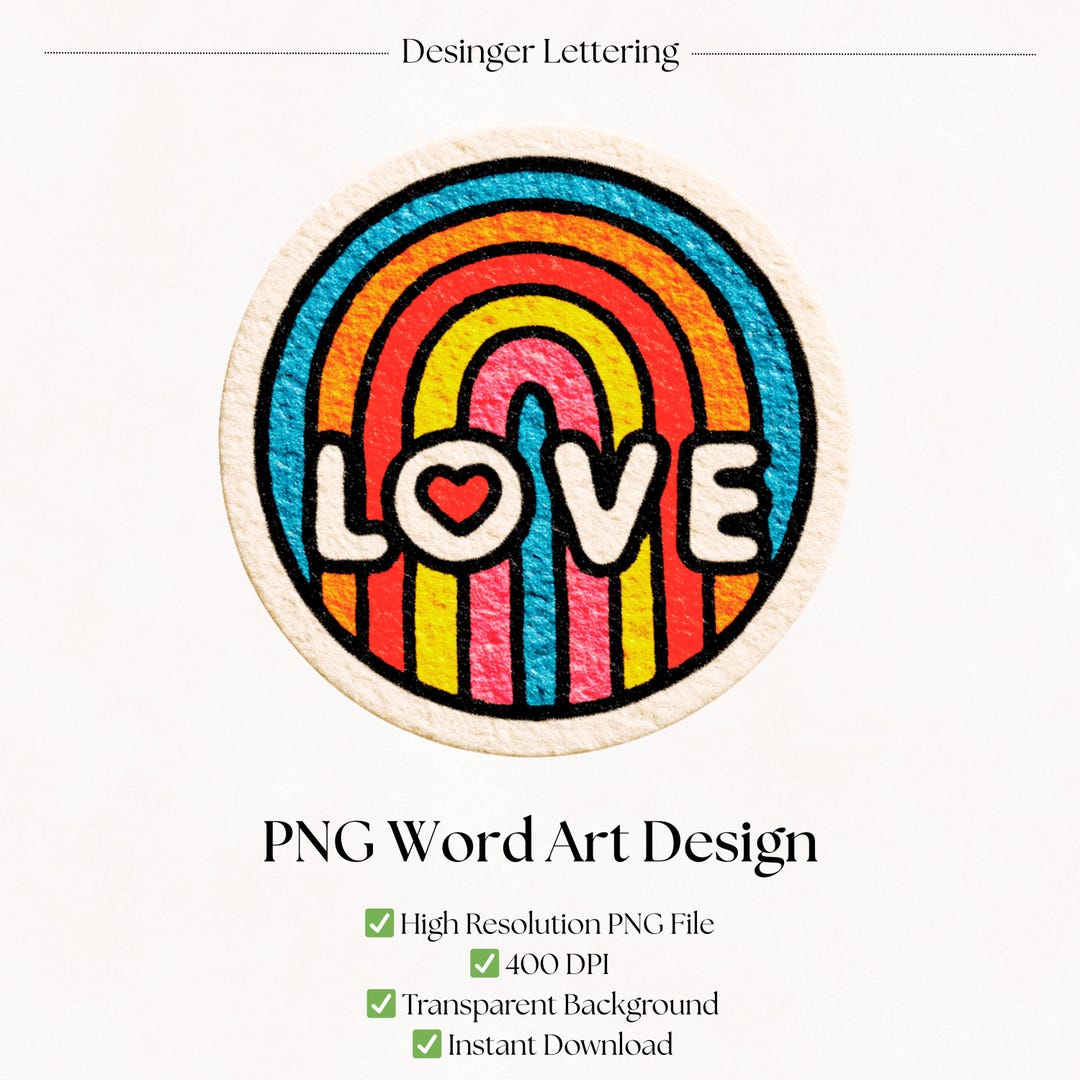 Love Rainbow PNG Clipart | Digital Word Art for Scrapbooking and Junk ...
