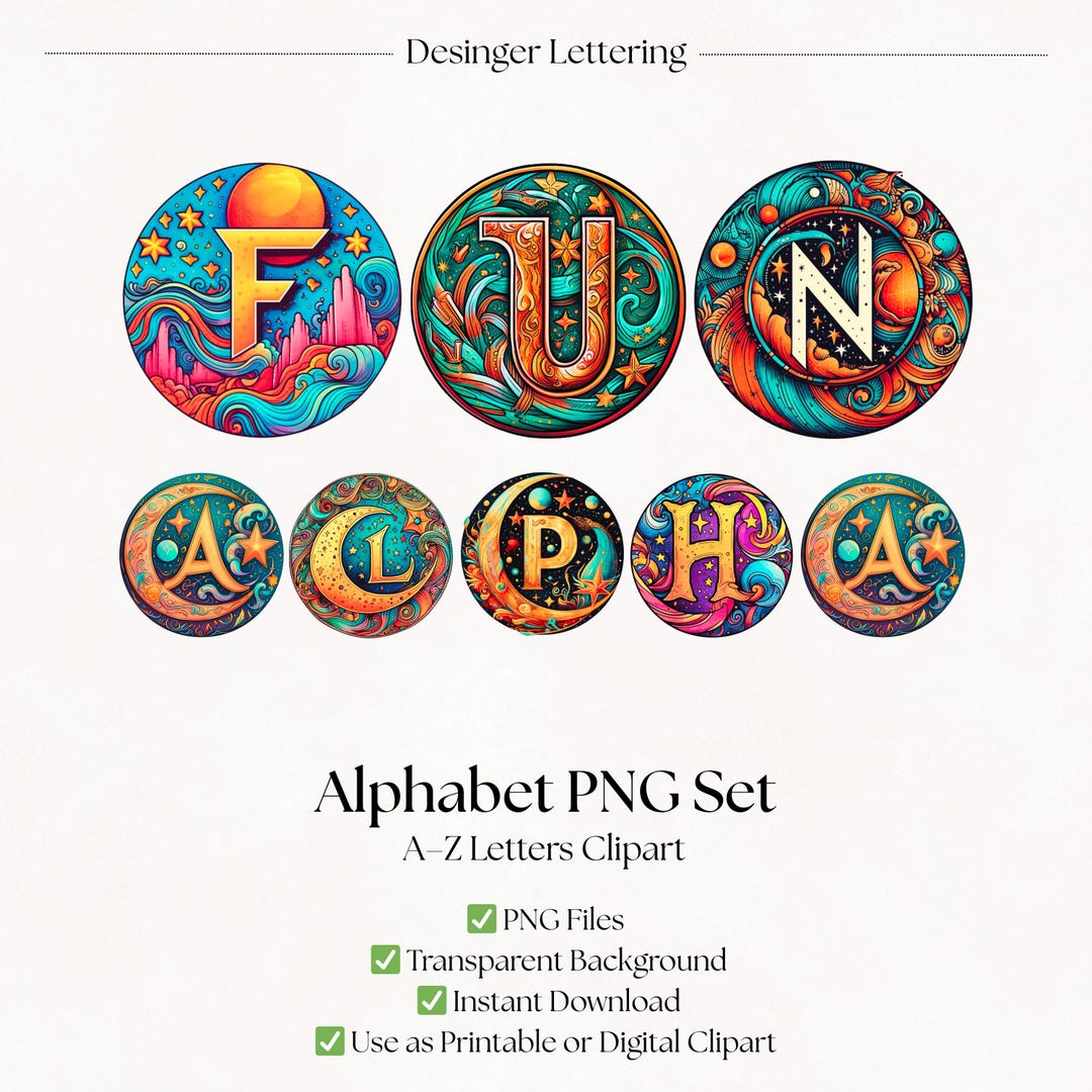 Celestial Clipart Alphabet Letters | PNG Boho Lettering Designs ...
